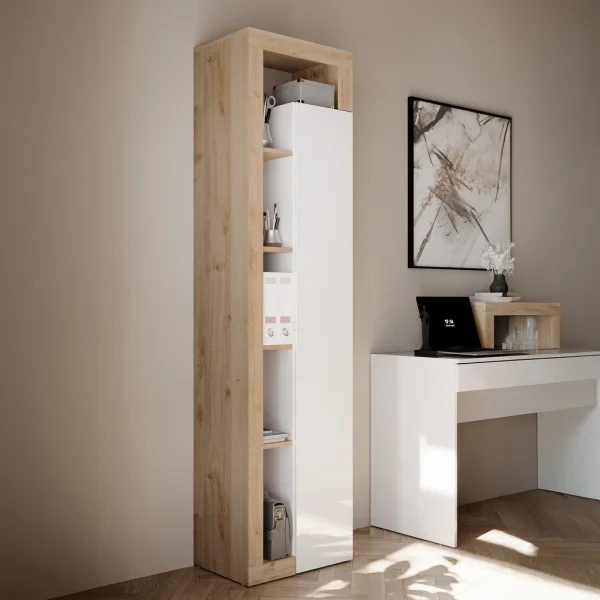 Mobile colonna multiuso 50x189h cm bianco lucido rovere Invictus