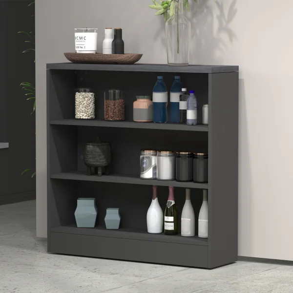 Mobile dispensa cucina 90x90h cm 3 vani antracite piano grigio pietra Gourmet