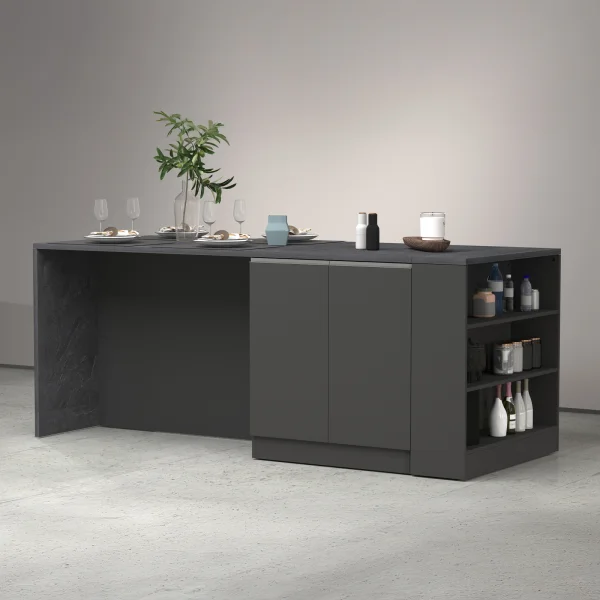 Mobile dispensa cucina 90x90h cm 3 vani antracite piano grigio pietra Gourmet
