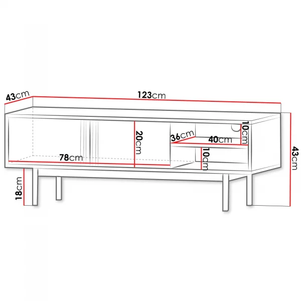Mobile porta tv 123x43 cm 2 ante 2 vani a giorno antracite rovere Essenzia