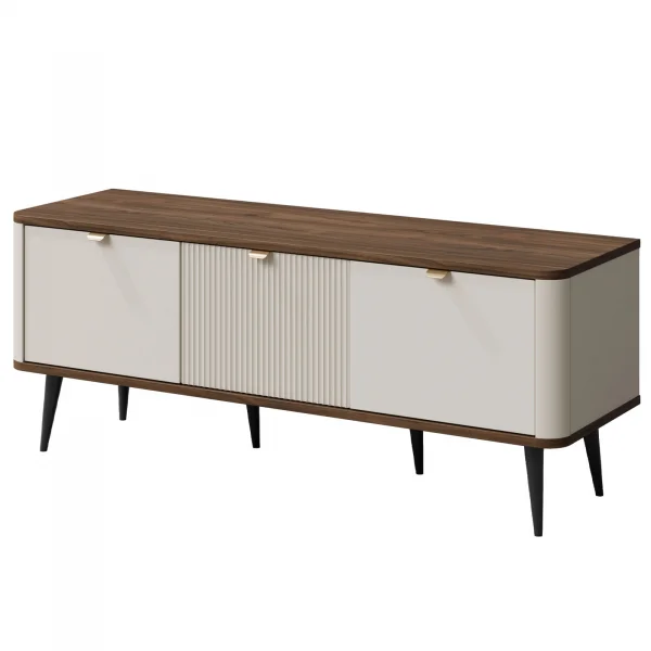 Mobile porta TV 130x52 cm 3 ante a ribalta beige cashmere noce Arden
