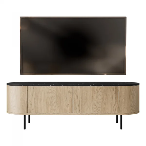 Mobile porta tv 139x45h cm 2 ante rovere effetto marmo nero Roundi