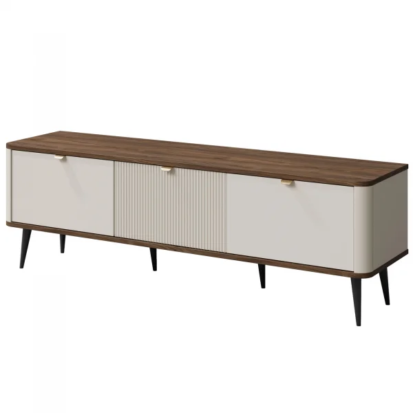 Mobile porta TV 160x52 cm 3 ante a ribalta beige cashmere noce Arden