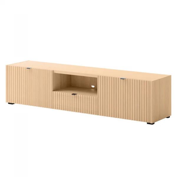 Mobile porta tv 179x42h cm cannettato 2 ante 1 cassetto rovere Sally