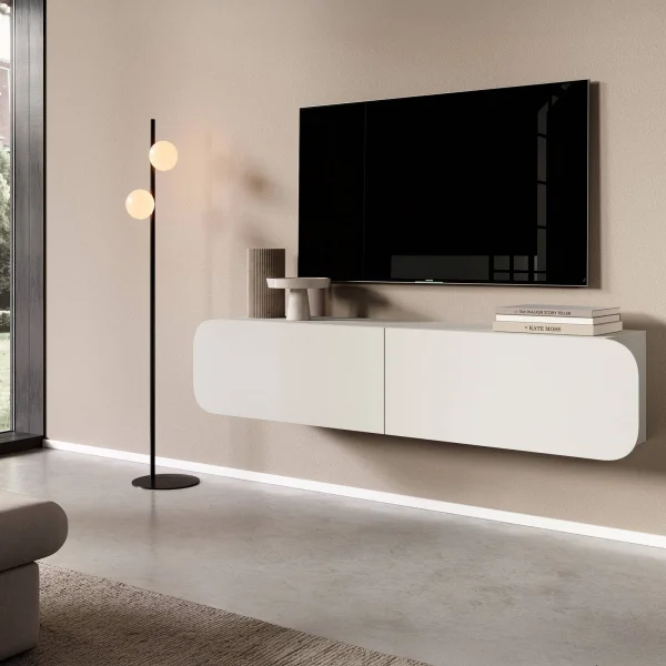 Mobile porta TV sospeso 160x34h cm 2 ante beige cashmere Volia