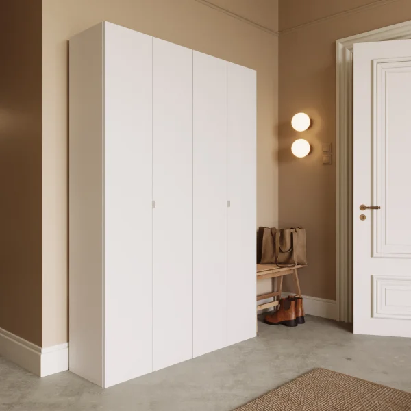 Mobile scarpiera multiuso ingresso 126x186h cm 4 ante bianco lucido Roks