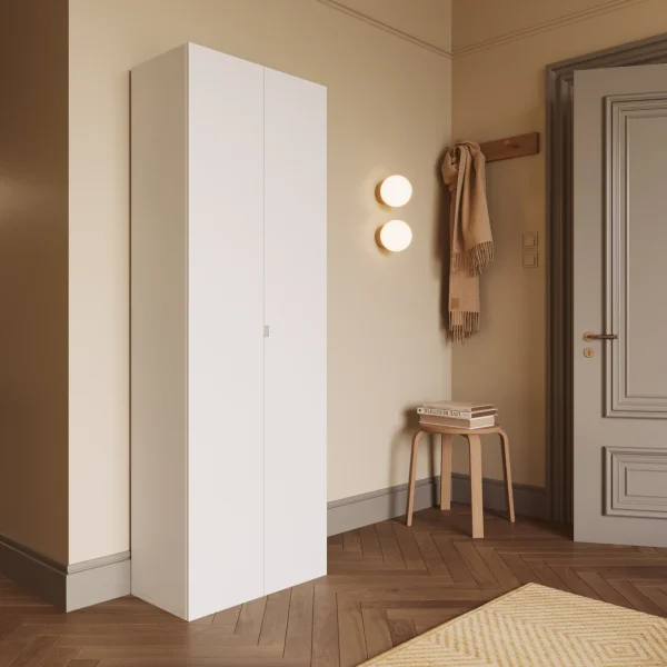 Mobile scarpiera multiuso ingresso 63x186h cm 2 ante bianco lucido Roks
