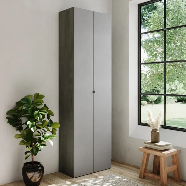 Mobile scarpiera multiuso ingresso 63x212h cm 2 ante grigio Ghisy