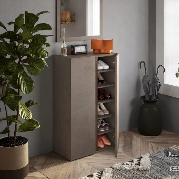 Mobile scarpiera multiuso ingresso 70x111h cm 2 ante marrone bronzo rovere scuro Welky