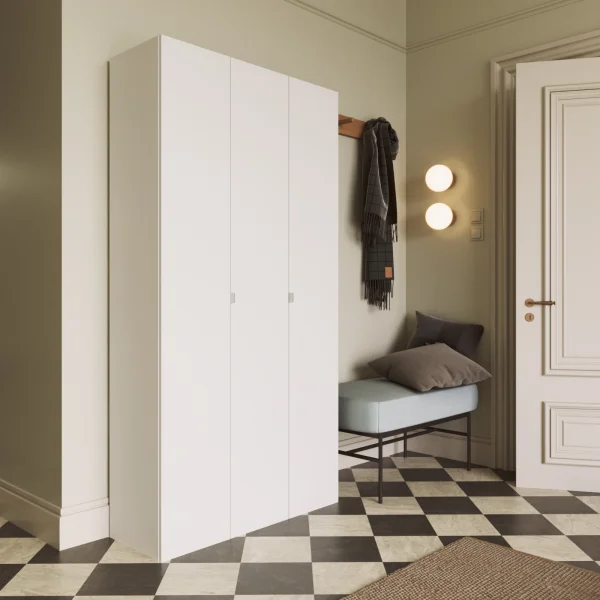 Mobile scarpiera multiuso ingresso 95x186h cm 3 ante bianco lucido Roks