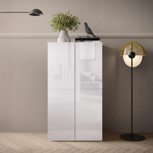 Mobile ufficio multiuso 63x114h cm 2 ante bianco lucido Jobby