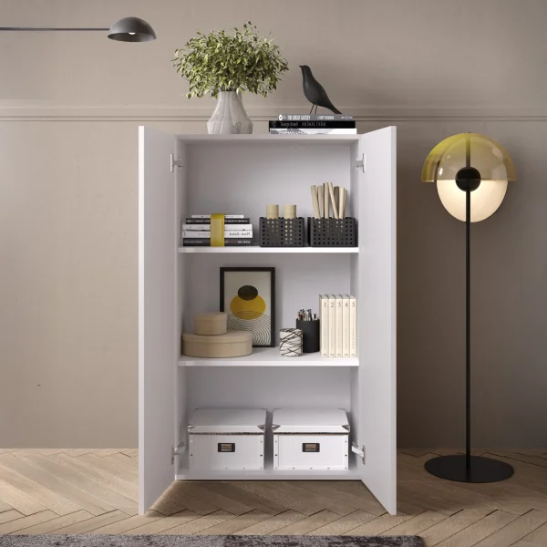 Mobile ufficio multiuso 63x114h cm 2 ante bianco lucido Jobby
