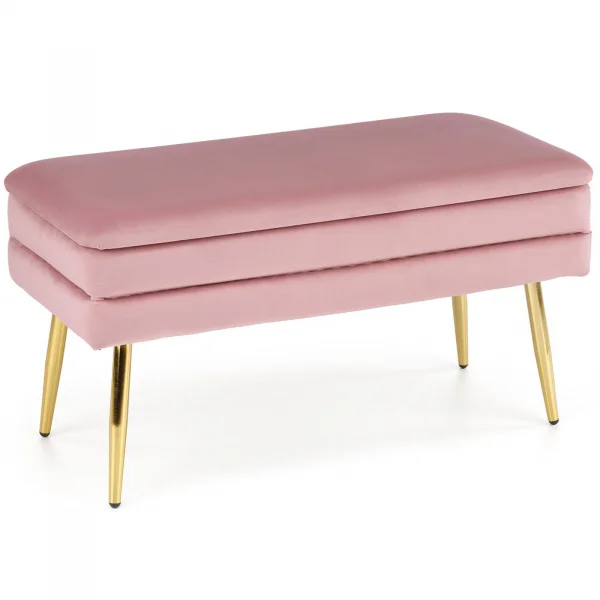 Panca contenitore 78x42cm in velluto moderna rosa oro Franz