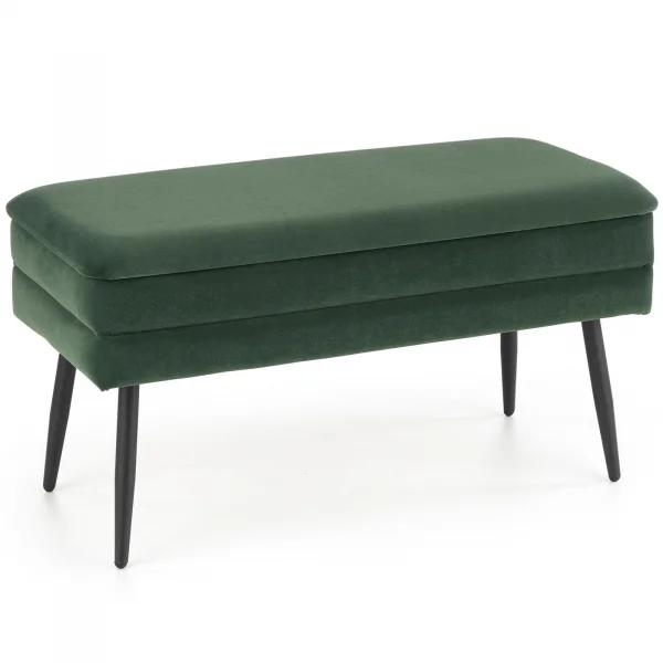 Panca contenitore 78x42cm in velluto moderna verde nero Franz