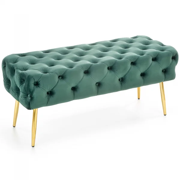 Panca moderna 100x45cm in velluto verde oro Napoleon