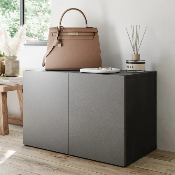 Panca scarpiera ingresso 63x41h cm 2 ante grigio Ghisy