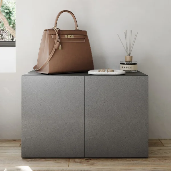 Panca scarpiera ingresso 63x41h cm 2 ante grigio Ghisy
