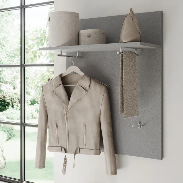 Pannello appendiabiti ingresso 63x78h cm 2 tubi 2 ganci grigio Ghisy