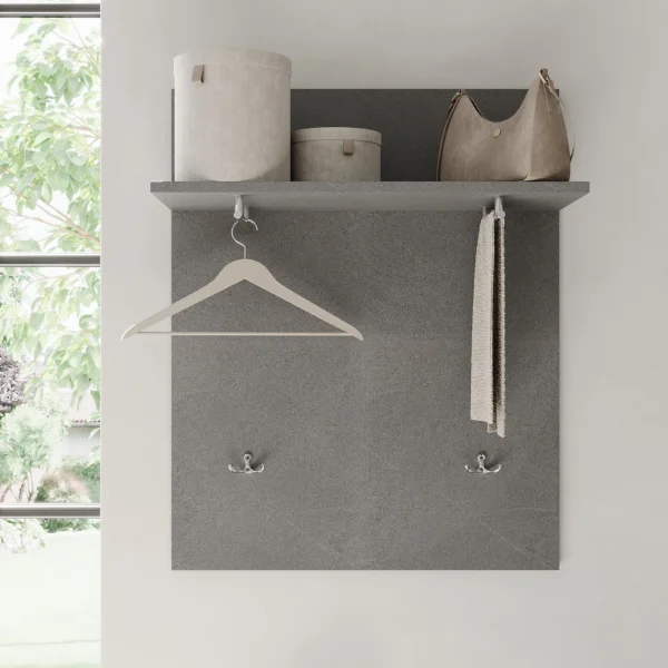 Pannello appendiabiti ingresso 63x78h cm 2 tubi 2 ganci grigio Ghisy