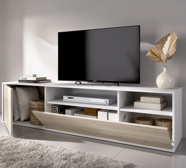 Parete attrezzata 180x200h cm moderna bianco rovere Tava