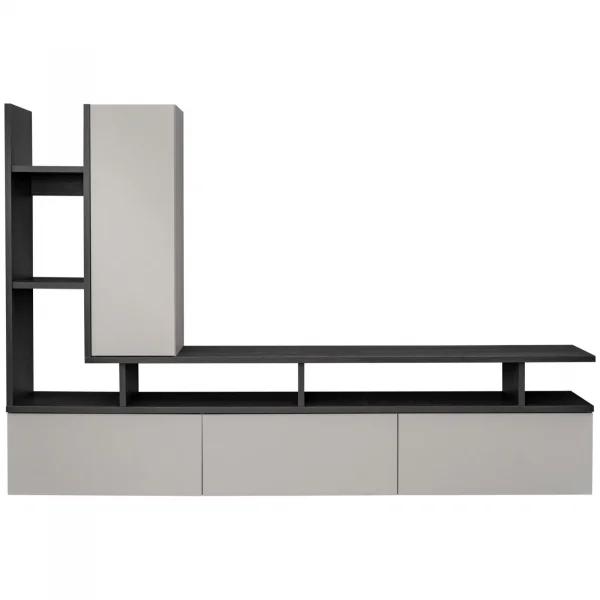 Parete attrezzata sospesa 210x140h cm moderna antracite beige cashmere Fylea