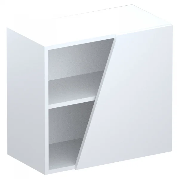 Pensile cubo sospeso 1 anta tagliata 55x50cm bianco lucido Sunset