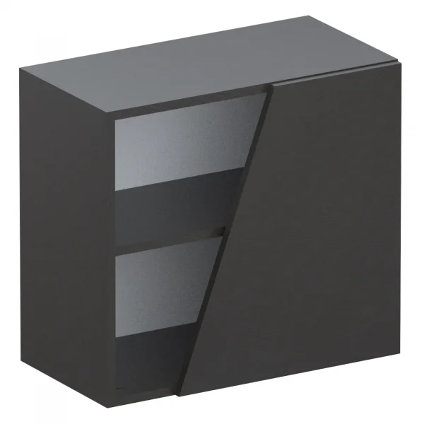 Pensile cubo sospeso 1 anta tagliata 55x50cm ossido nero Sunset