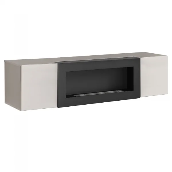 Pensile sospeso con biocamino 160x40h cm beige cashmere Ignis 1 Gihome®