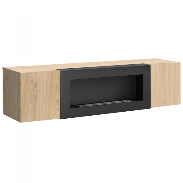 Pensile sospeso con biocamino 160x40h cm rovere Ignis 1 Gihome®