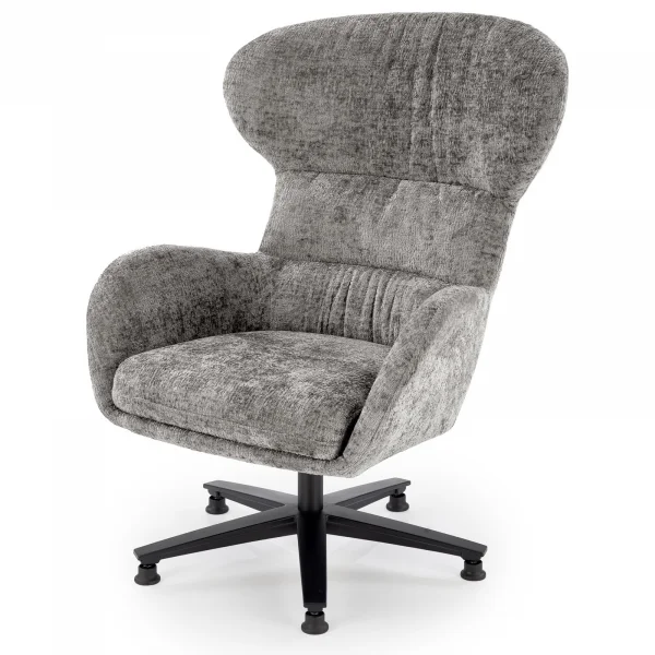 Poltrona design girevole imbottita in tessuto grigio  Mappy