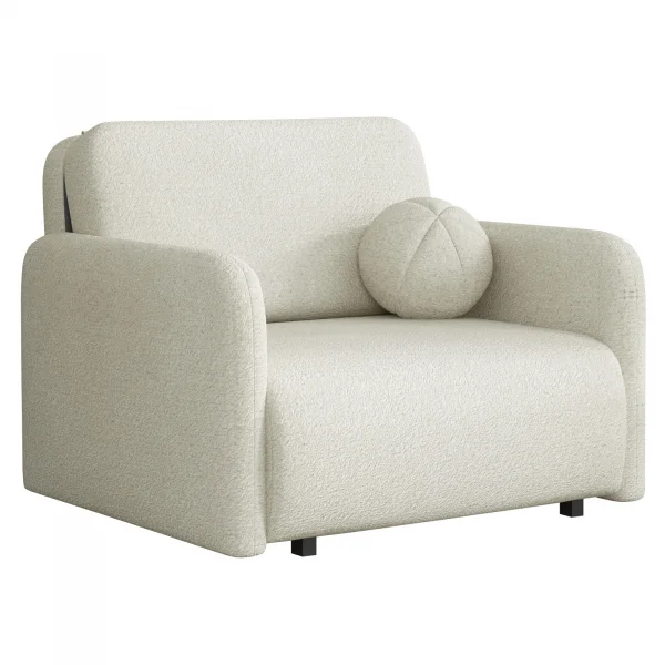 Poltrona divano letto 100x103 cm con contenitore e cuscino tessuto bouclé beige chiaro Reposa