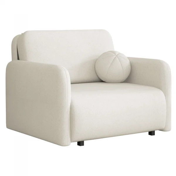 Poltrona divano letto 100x103 cm con contenitore e cuscino tessuto velo panna Reposa