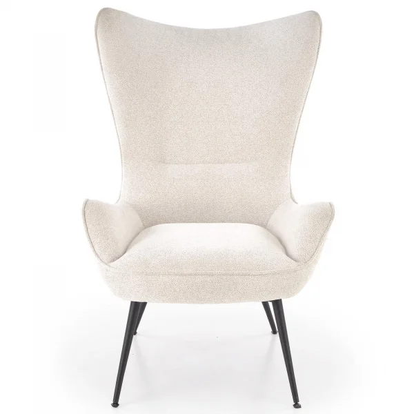 Poltrona imbottita design moderno in tessuto bianco panna nero Chantilly