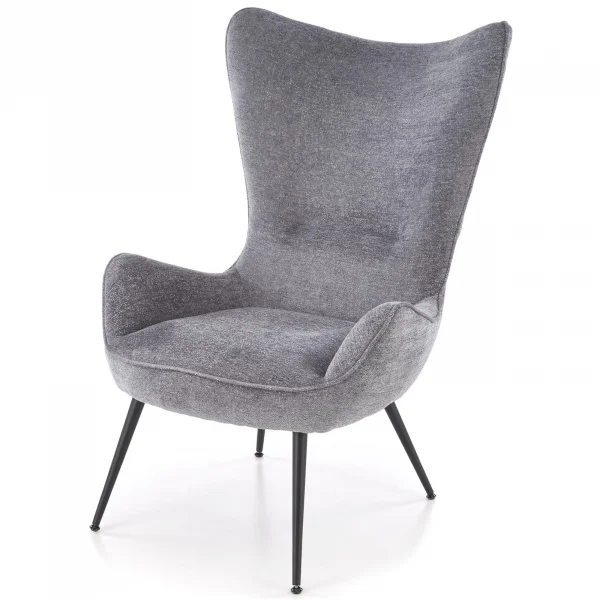 Poltrona imbottita design moderno in tessuto grigio nero Chantilly