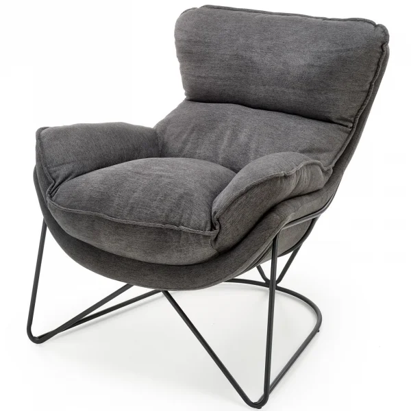 Poltrona imbottita in tessuto moderna grigio nero Quentin