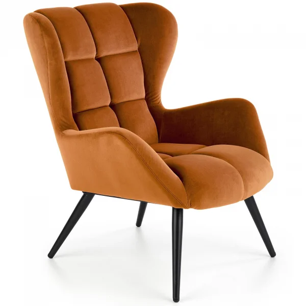 Poltrona imbottita in velluto arancio terracotta Polly