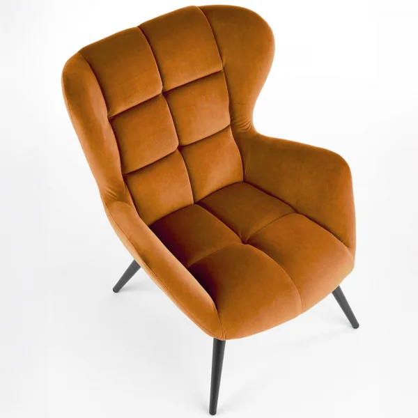 Poltrona imbottita in velluto arancio terracotta Polly