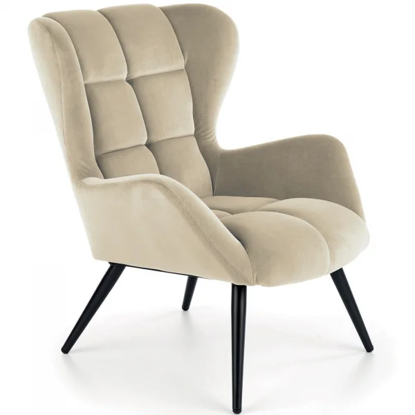Poltrona imbottita in velluto beige Polly