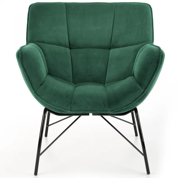 Poltrona imbottita in velluto verde nero moderna Indiana
