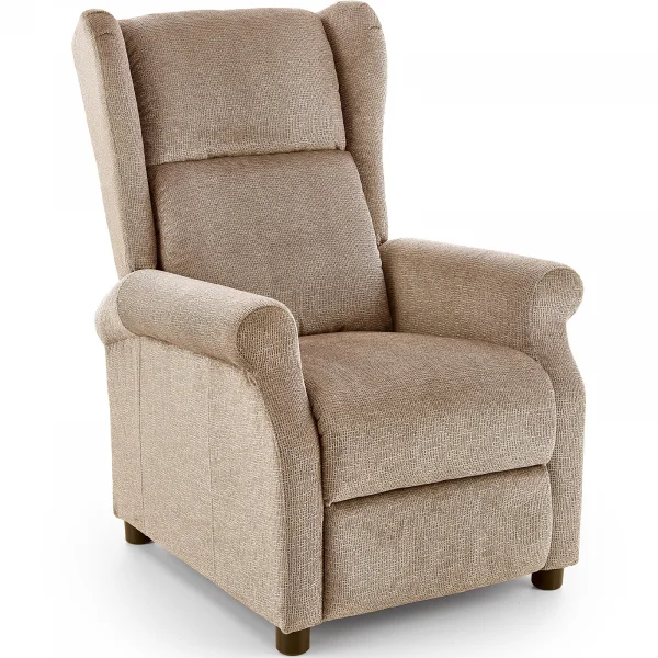 Poltrona reclinabile imbottita in tessuto beige Cassiopea