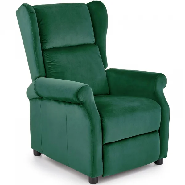 Poltrona reclinabile imbottita in velluto verde Cassiopea