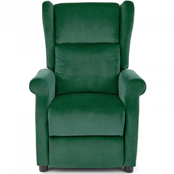 Poltrona reclinabile imbottita in velluto verde Cassiopea