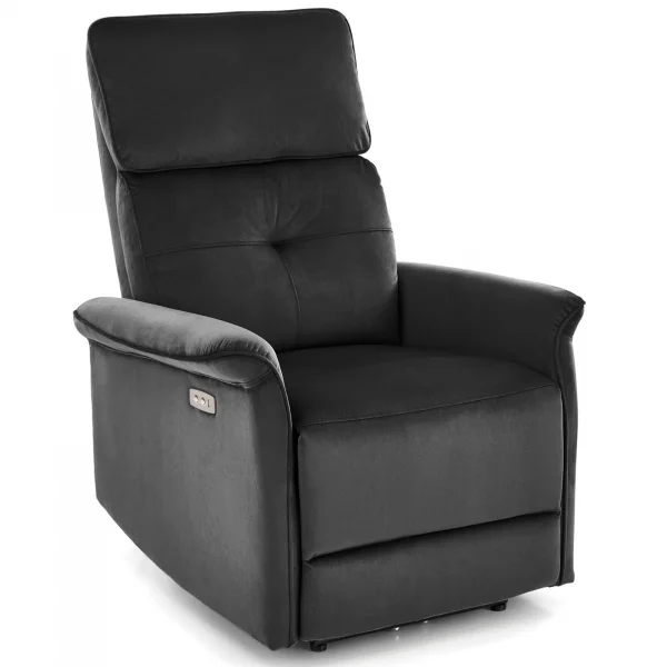 Poltrona relax reclinabile elettrica con presa USB in velluto nero Fatia