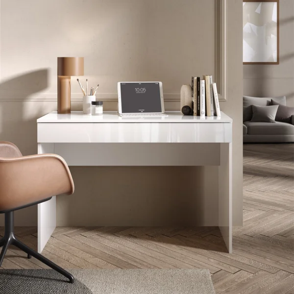 Scrivania 110x50cm 1 cassetto bianco lucido Jobby