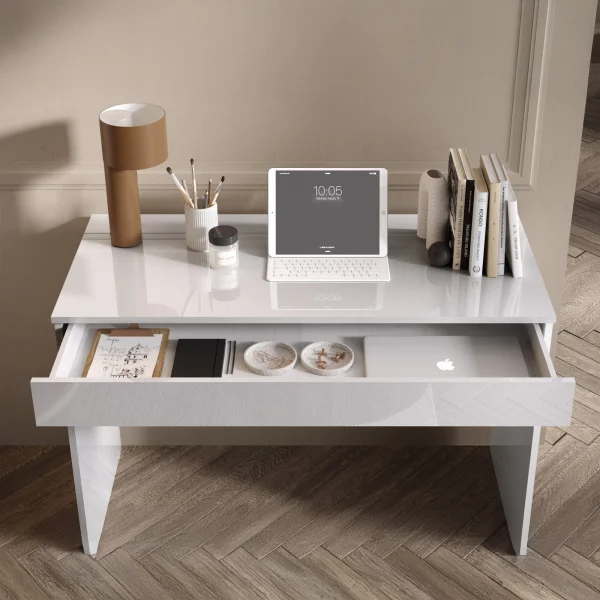 Scrivania 110x50cm 1 cassetto bianco lucido Jobby