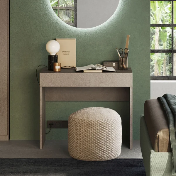 Scrivania toeletta 110x76cm 1 cassetto marrone bronzo rovere scuro Brunny - Silky - Riace