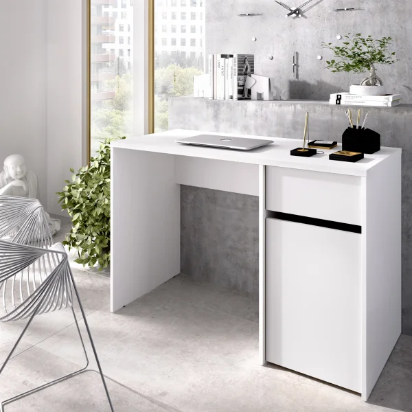 Scrivania ufficio 110x50cm moderna bianco Grid