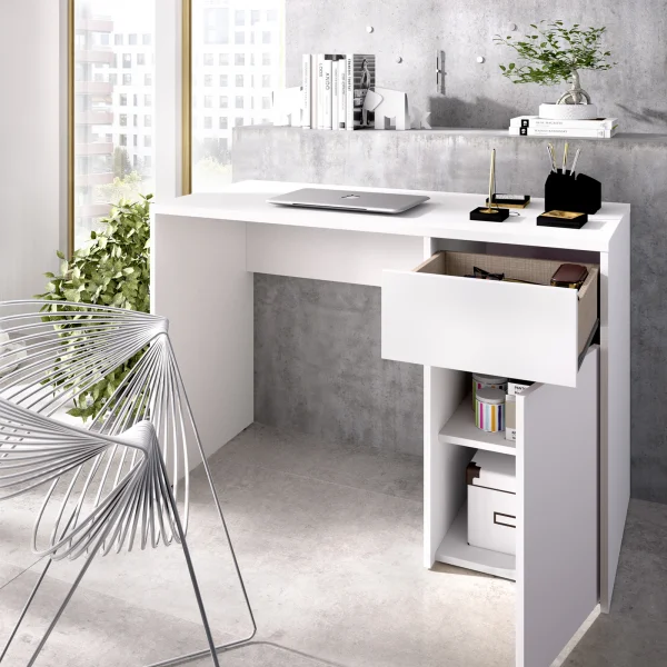 Scrivania ufficio 110x50cm moderna bianco Grid
