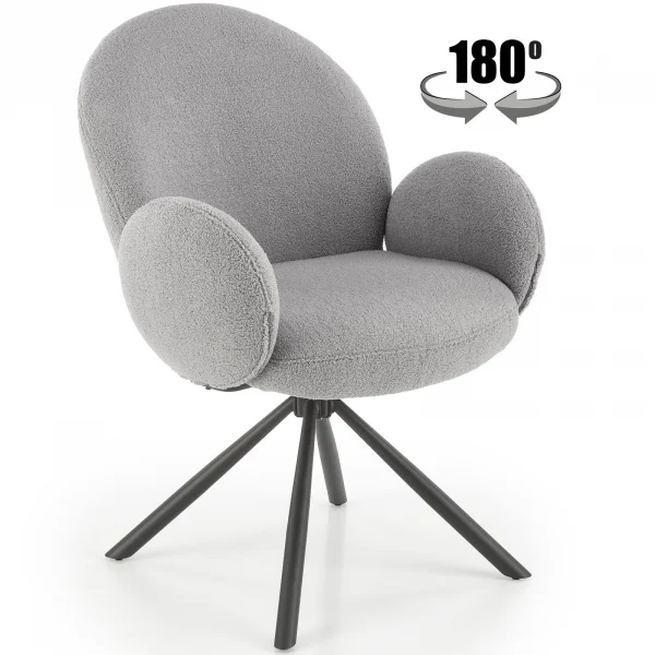 Sedia con funzione girevole in tessuto bouclé grigio Matilda