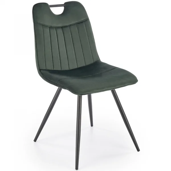 Sedia da pranzo imbottita in velluto verde scuro Samira